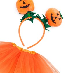 Strój Halloween Dynia Opaska Torebka Tutu Zestaw