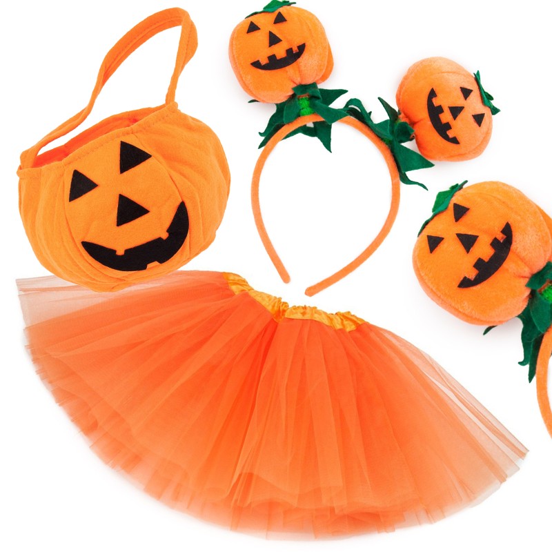 Strój Halloween Dynia Opaska Torebka Tutu Zestaw