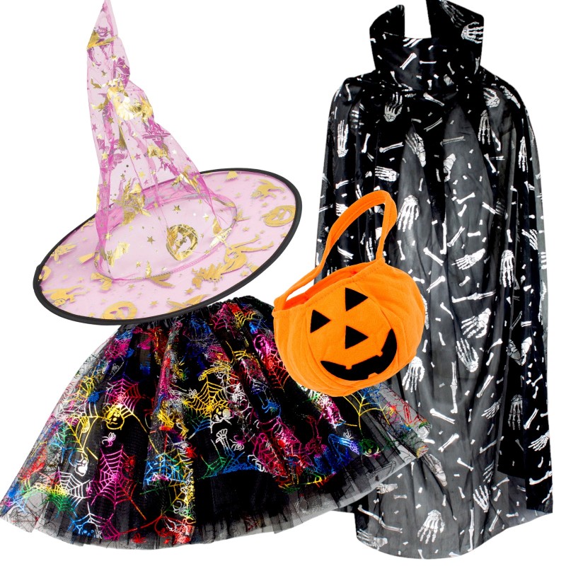 Zestaw halloween wiedźma peleryna z czapką