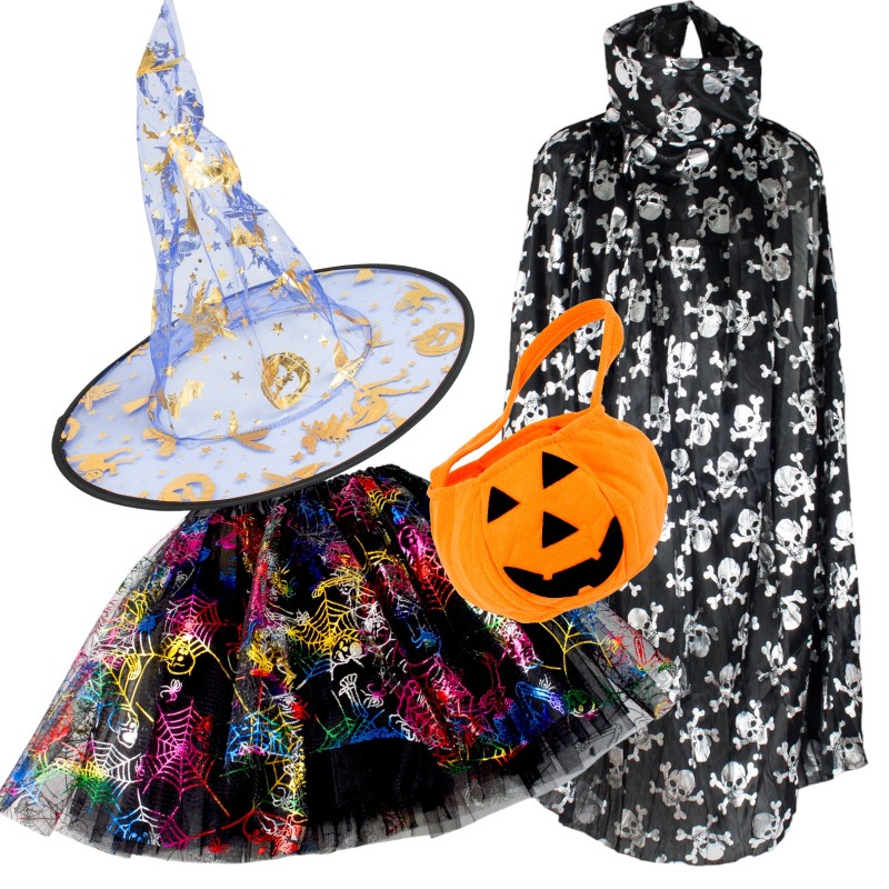 Zestaw halloween wiedźma peleryna z czapką