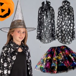 Zestaw halloween wiedźma peleryna z czapką