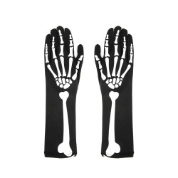 Rękawiczki długie Kości czarno-białe