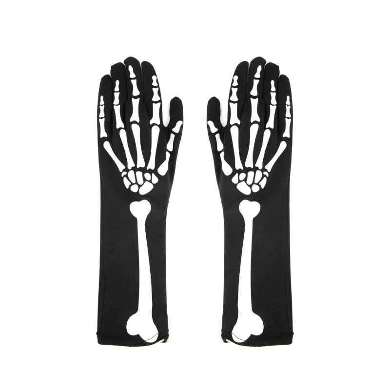 Rękawiczki długie Kości czarno-białe