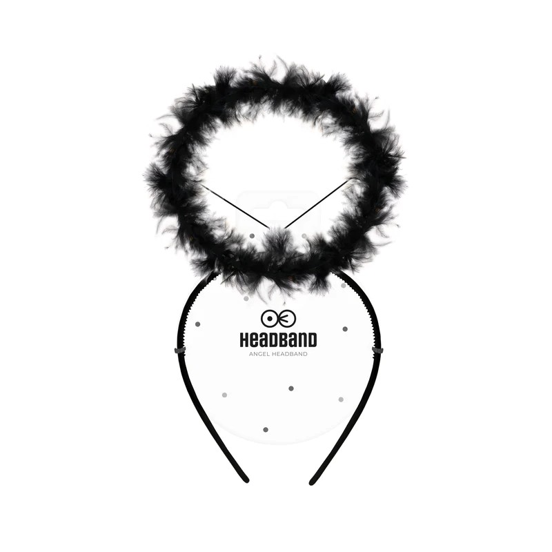 Opaska na głowę Aureola z piórek czarna