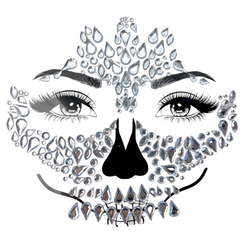 Maska Kryształowa Czaszka Szkieletor Kryształki Naklejki