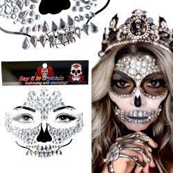 Maska Kryształowa Czaszka Szkieletor Kryształki Naklejki