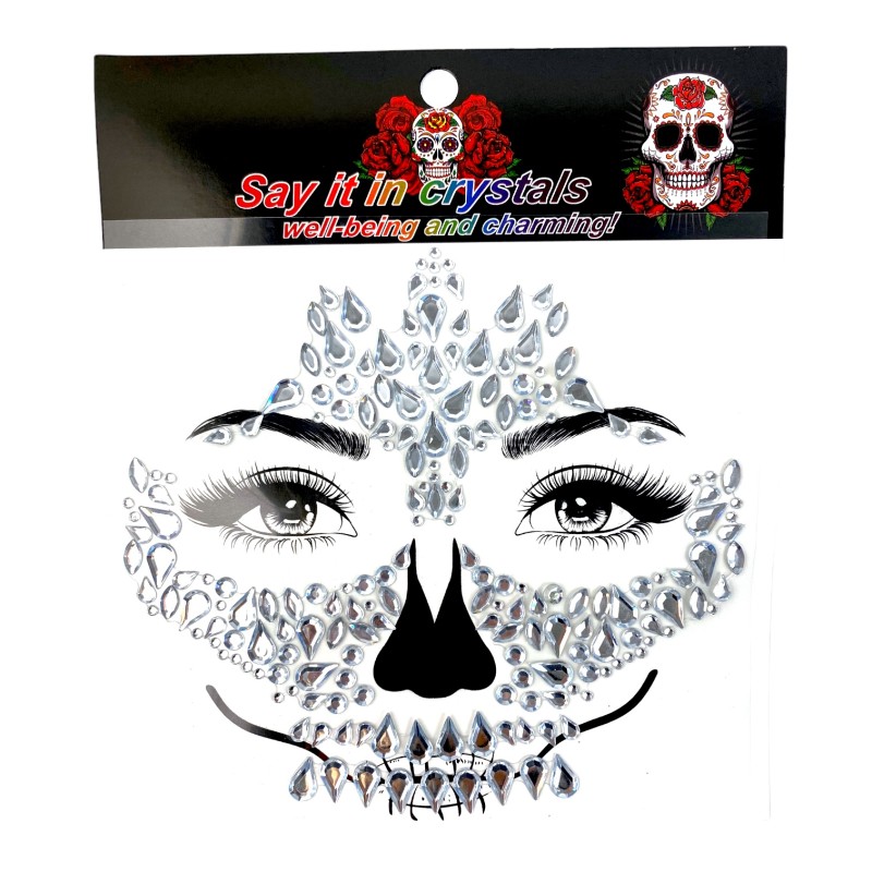 Maska Kryształowa Czaszka Szkieletor Kryształki Naklejki