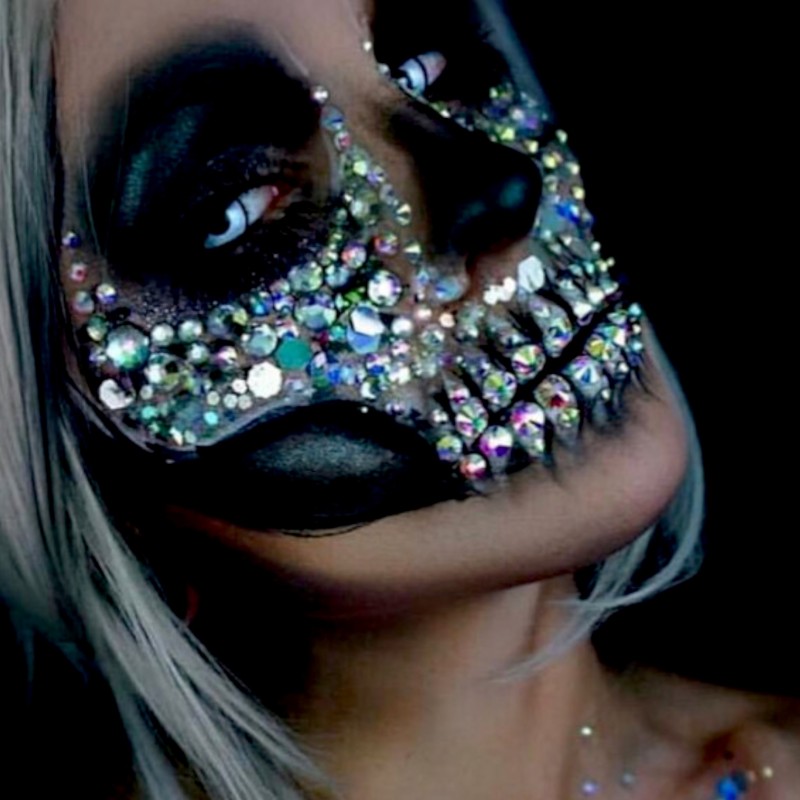 Maska Kryształowa Czaszka Szkieletor Kryształki Naklejki