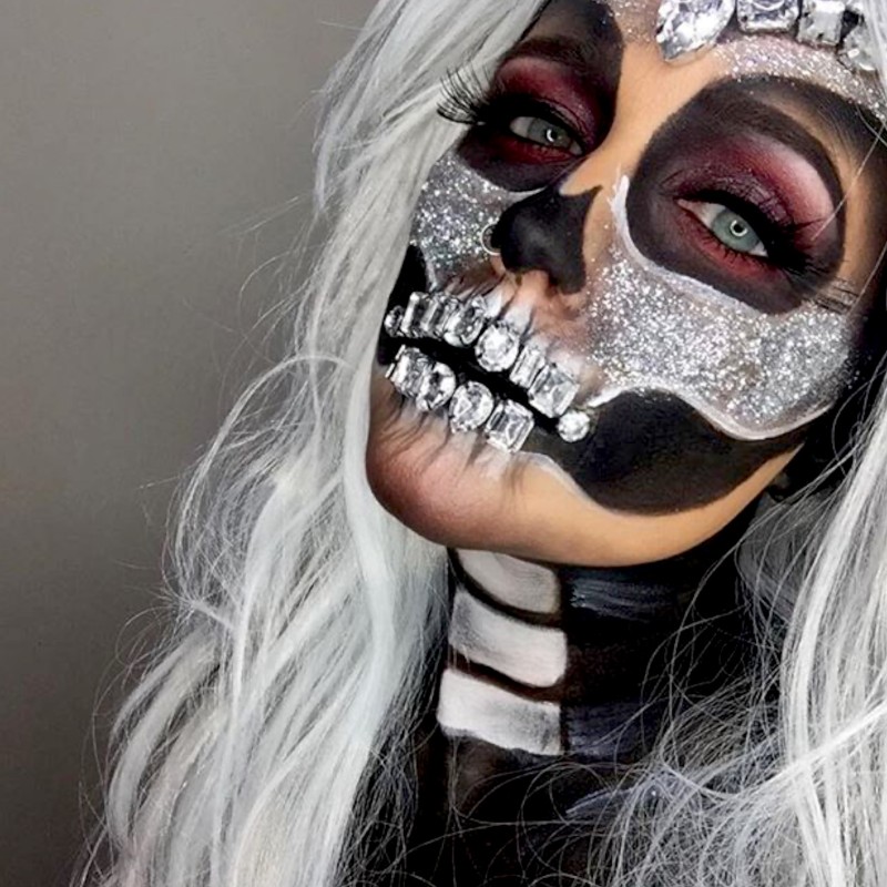 Maska Kryształowa Czaszka Szkieletor Kryształki Naklejki