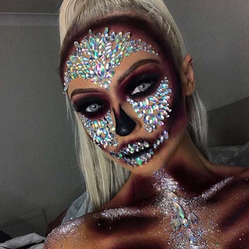 Maska Kryształowa Czaszka Szkieletor Kryształki Naklejki