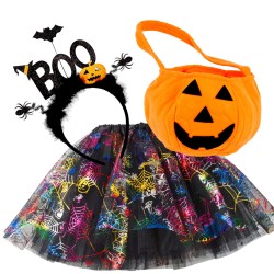 Zestaw halloween wiedźma z koszykiem dynie boo