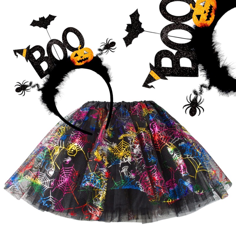 Zestaw halloween wiedźma z koszykiem dynie boo