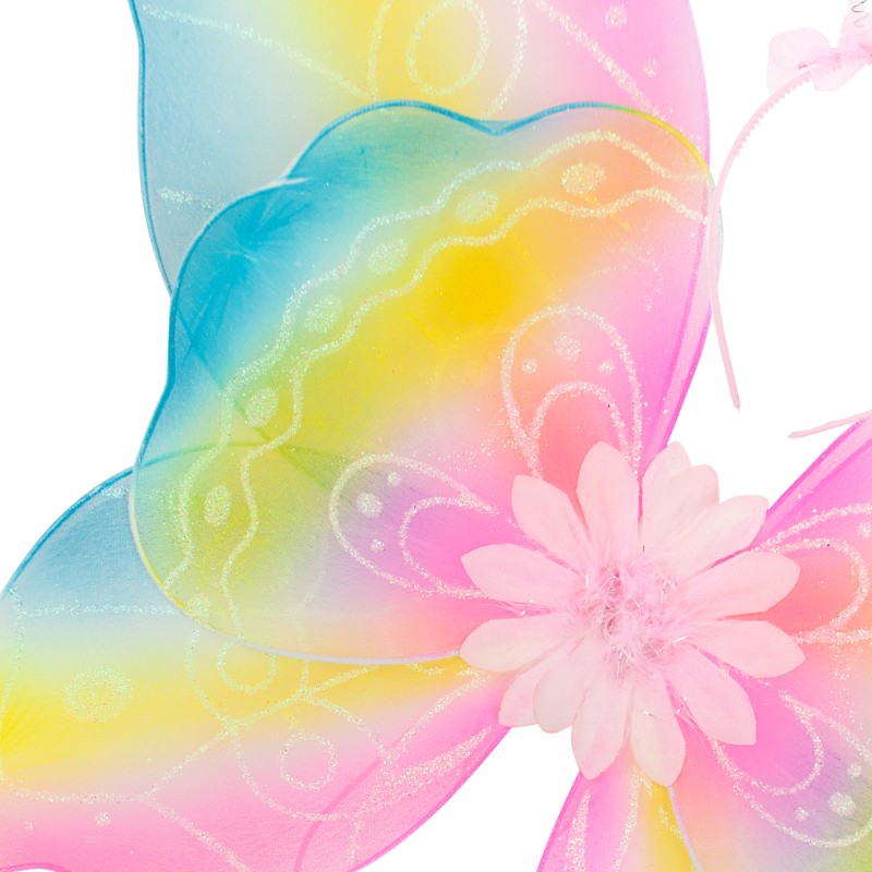 Zestaw Motyl Kwiat Skrzydełka spódniczka różdżka opaska