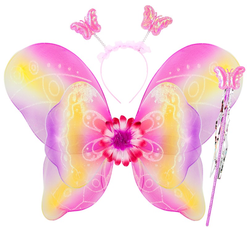 Zestaw Motyl Kwiat Skrzydełka spódniczka różdżka opaska