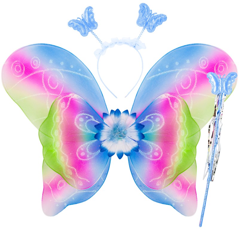 Zestaw Motyl Kwiat Skrzydełka spódniczka różdżka opaska