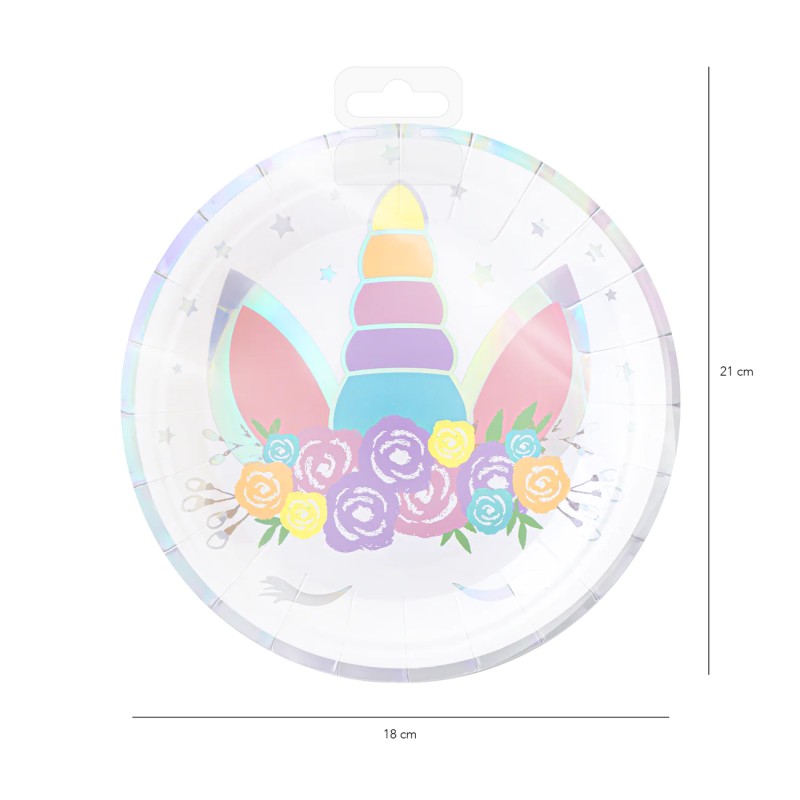 Talerzyk papierowy Jednorożec 7cali 6szt.