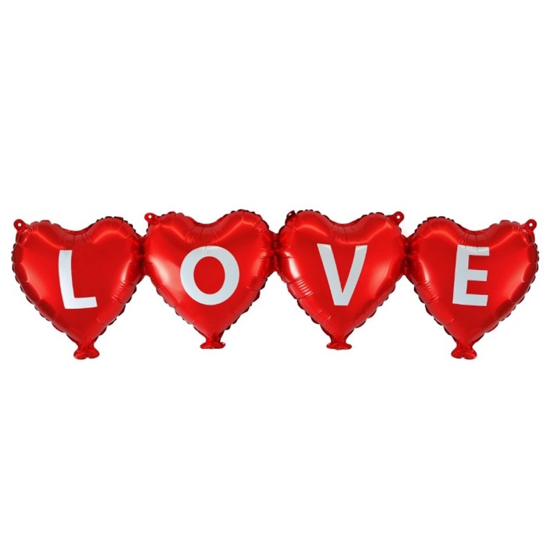 Girlanda LOVE balony czerwone serca miłość 101x27