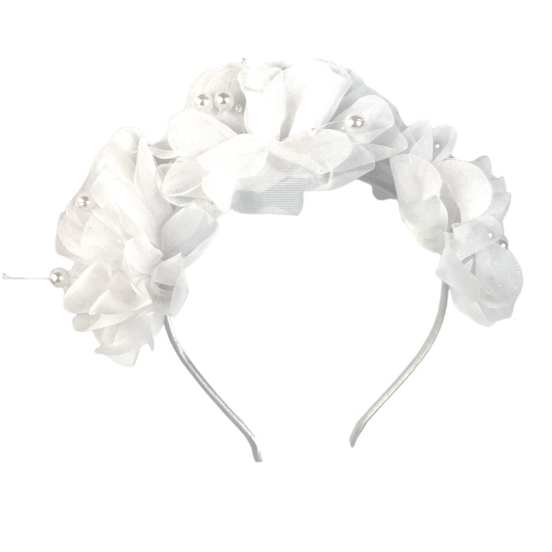 Biały wianek opaska Kwiaty Kwiatki