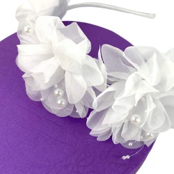Biały wianek opaska Kwiaty Kwiatki