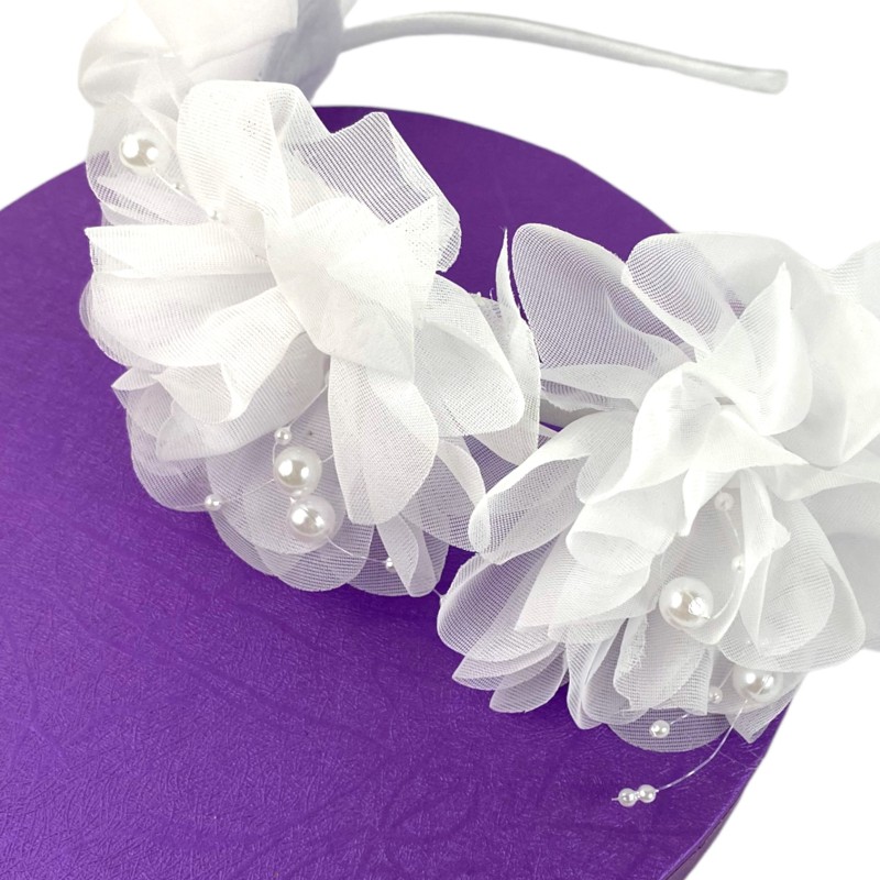 Biały wianek opaska Kwiaty Kwiatki