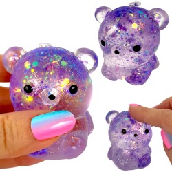 Miś gniotek kolorowy Gel brokatowy 6 cm
