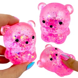 Miś gniotek kolorowy Gel brokatowy 6 cm