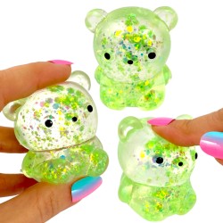 Miś gniotek kolorowy Gel brokatowy 6 cm