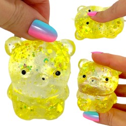 Miś gniotek kolorowy Gel brokatowy 6 cm