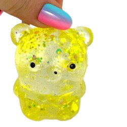 Miś gniotek kolorowy Gel brokatowy 6 cm