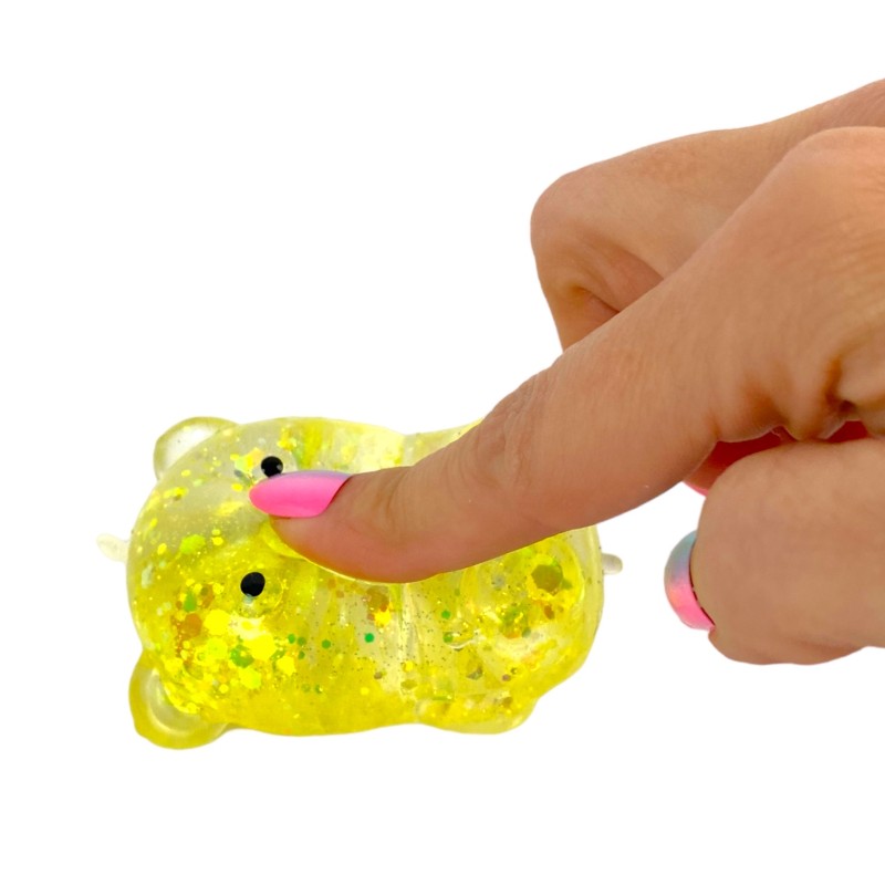 Miś gniotek kolorowy Gel brokatowy 6 cm