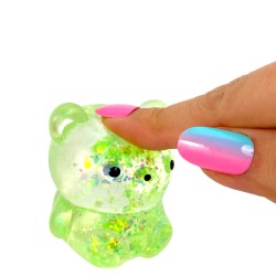 Miś gniotek kolorowy Gel brokatowy 6 cm