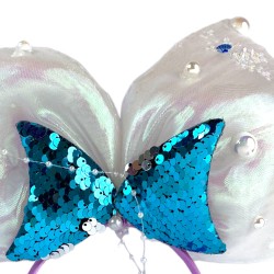 Opaska Niebieskie Cekiny Muszelki Syreka