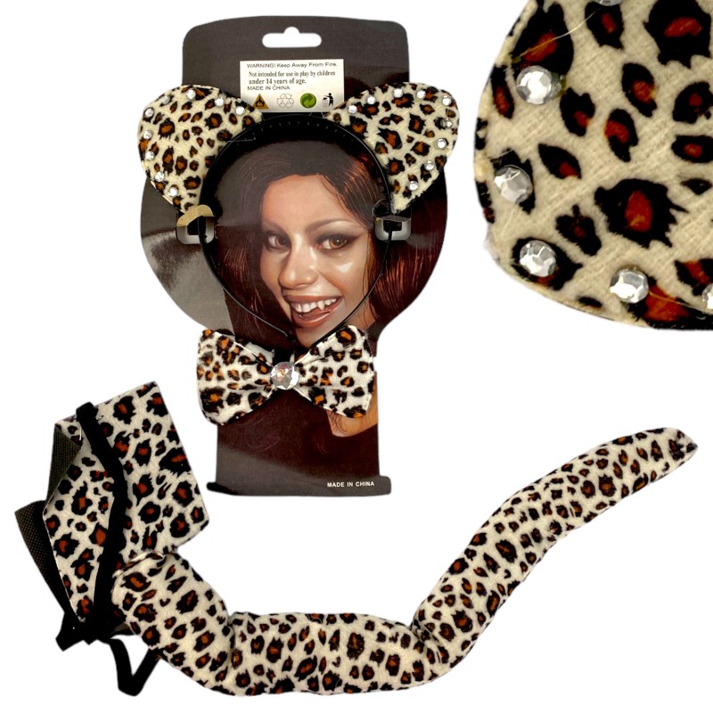 Zestaw Leopard Gepard: Opaska, Ogon, Diament