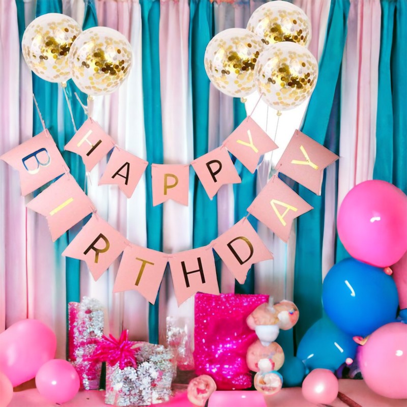 Girlanda baner HAPPY BIRTHDAY balony konfetti