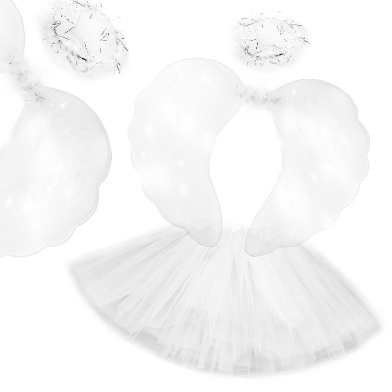 Strój Aniołek ANIOŁ spódniczka skrzydła + AUREOLA