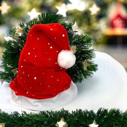 Czapka Mikołaja z gwiazdkami welur