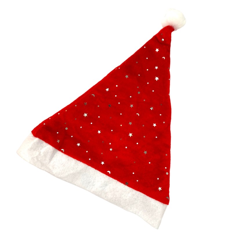 Czapka Mikołaja z gwiazdkami welur