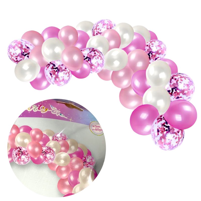 Balony różowe perłowe fuksja Girlanda łuk