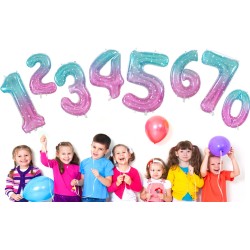 Balon różowo niebieski w gwiazdki cyfra 80cm