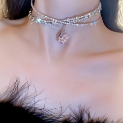 Choker z cyrkoniami i kryształkami, opaska