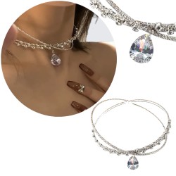 Choker z cyrkoniami i kryształkami, opaska