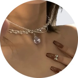 Choker z cyrkoniami i kryształkami, opaska