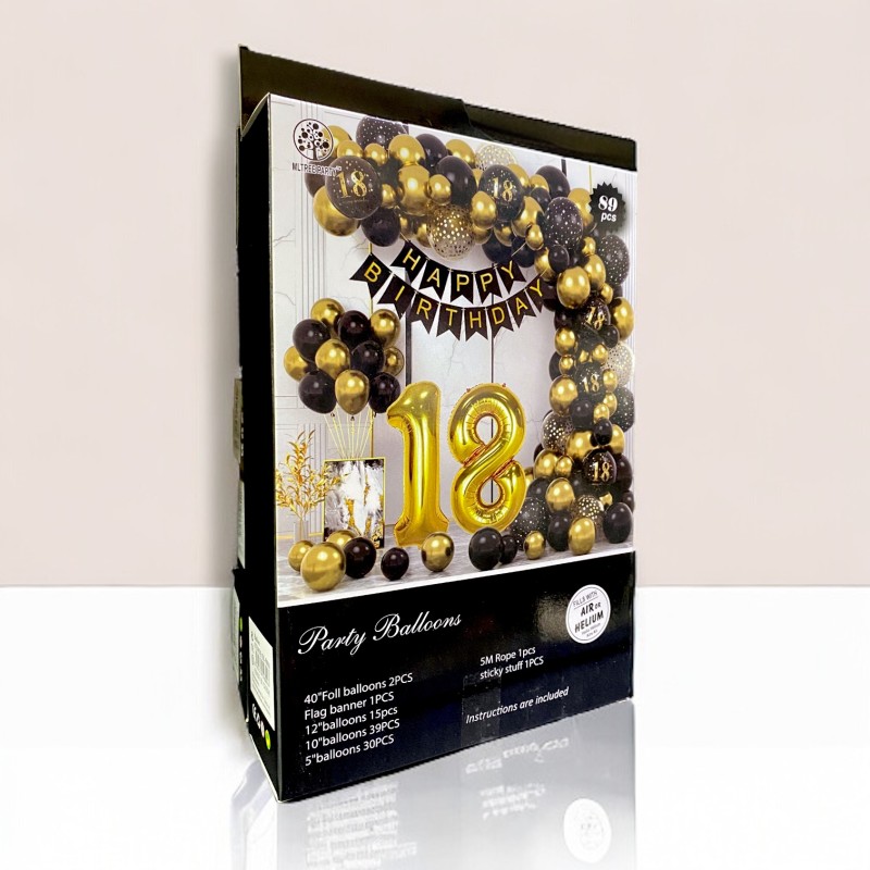 Girlanda balony 18 czarno złote