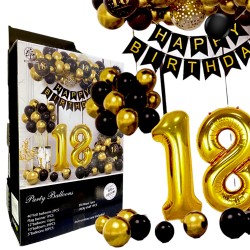 Girlanda balony 18 czarno złote