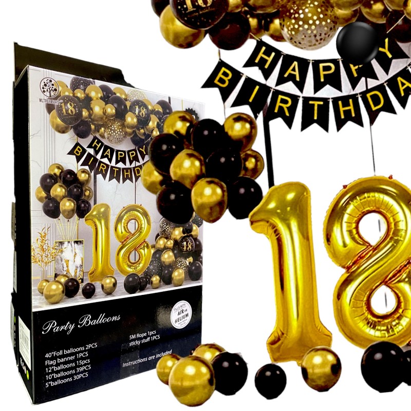 Girlanda balony 18 czarno złote