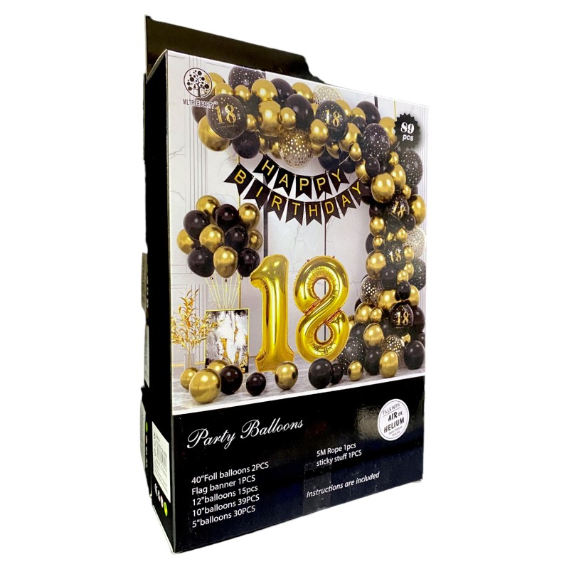 Girlanda balony 18 czarno złote