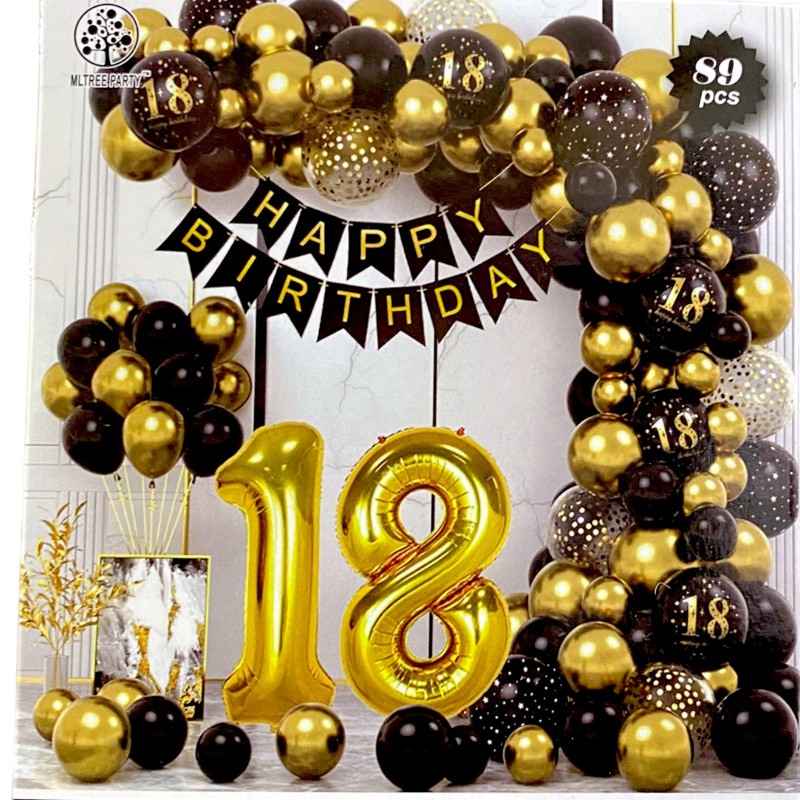 Girlanda balony 18 czarno złote