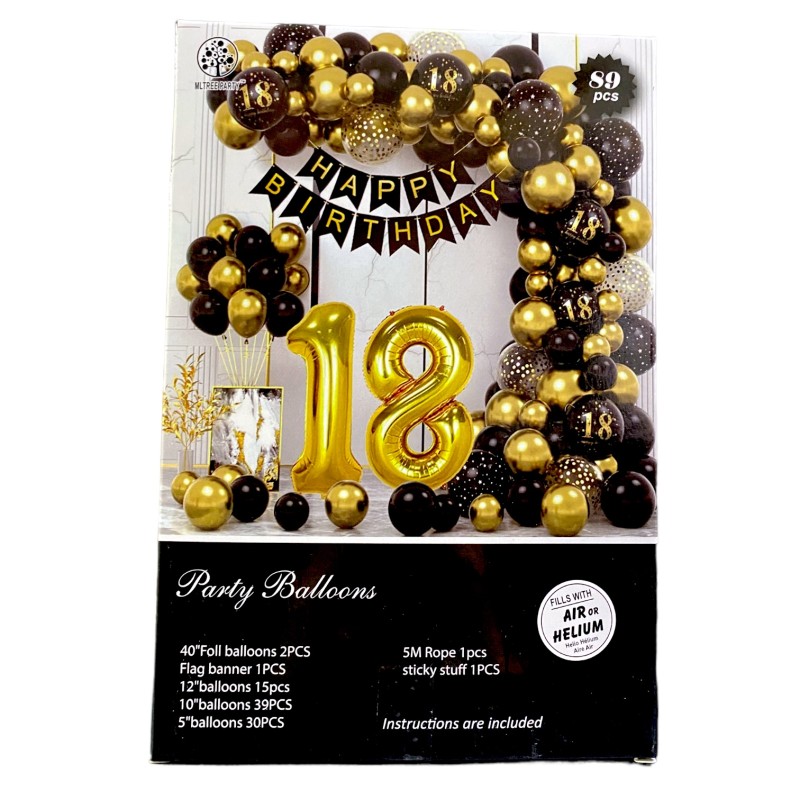 Girlanda balony 18 czarno złote