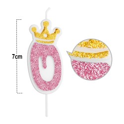 Świeczka urodzinowa brokatowa z koroną róż