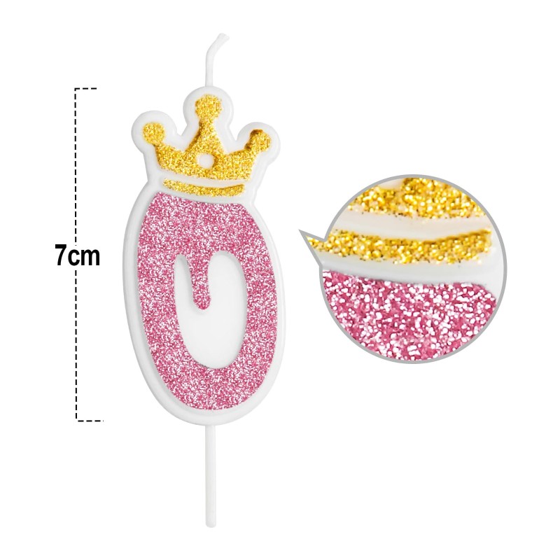 Świeczka urodzinowa brokatowa z koroną róż